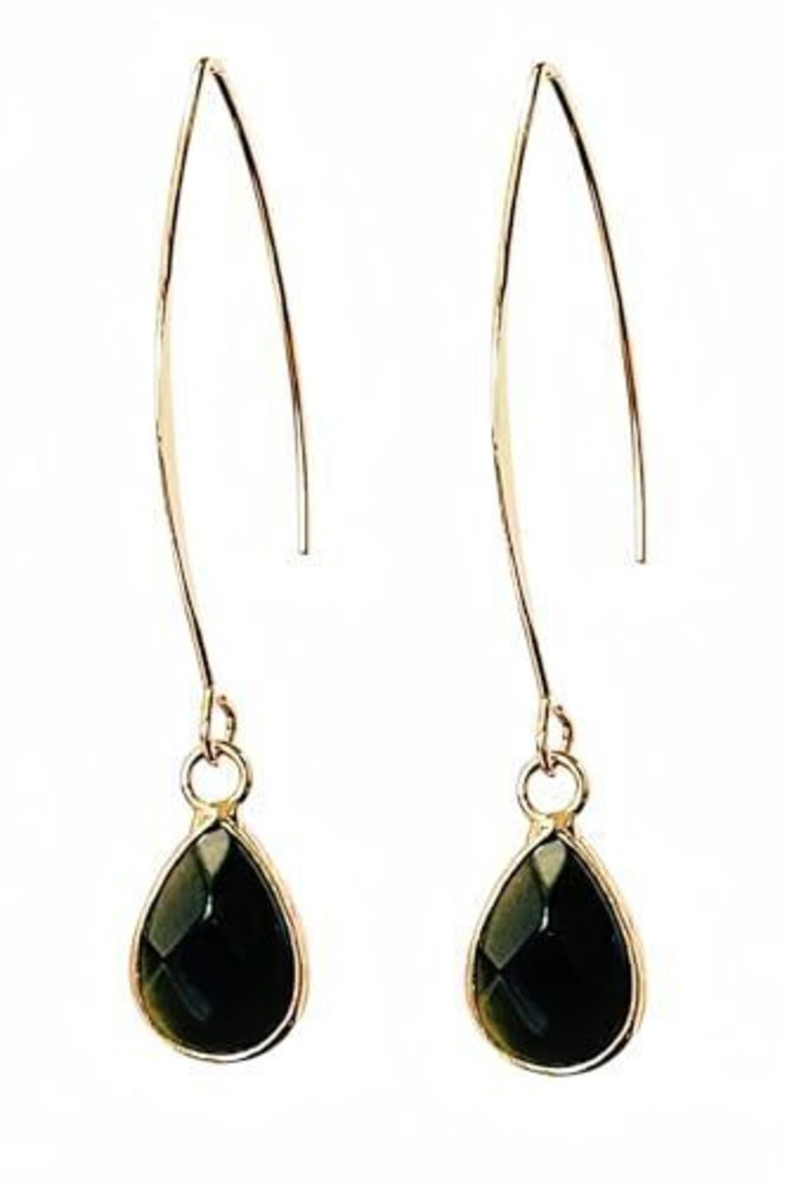 4404 Natural Gemstone Pull Through Earrings,18K Gold Plate Birthstone